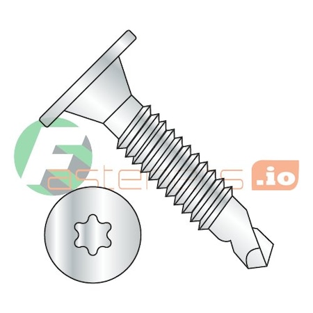 Newport Fasteners Self-Drilling Screw, #10 x 1-1/2 in, Zinc Plated Steel Wafer Head Torx Drive, 1000 PK 784054